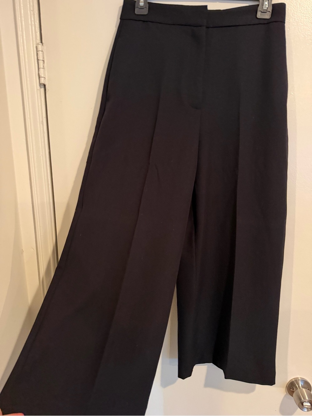 Zara Black Extra high-waist Wide-Leg cropped Trousers